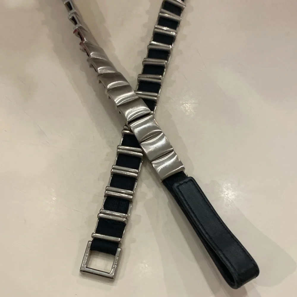 Fibel Italian Belt. Silver and Black.